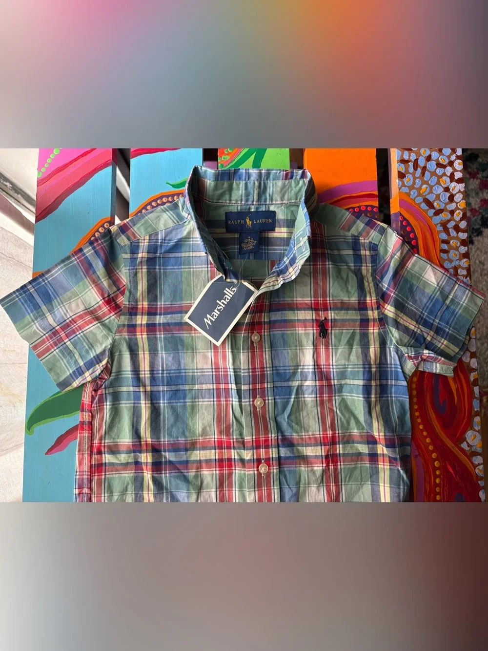 Ralph Lauren Short-Sleeve Plaid Button-Down Shirt Boys Size 4